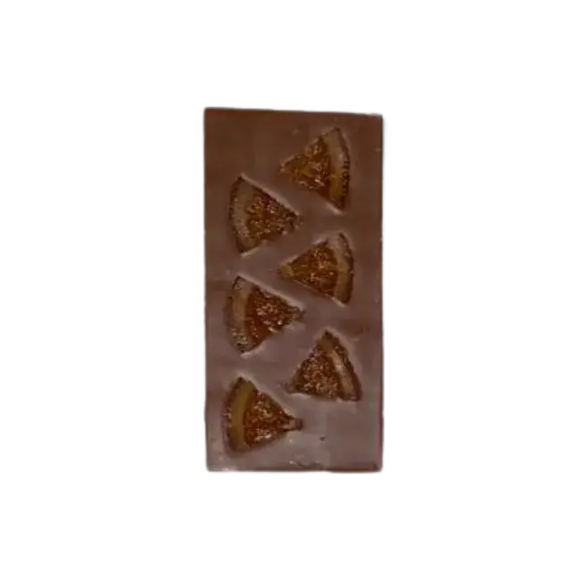 Tablette garnie (chocolat au lait, oranges confites)